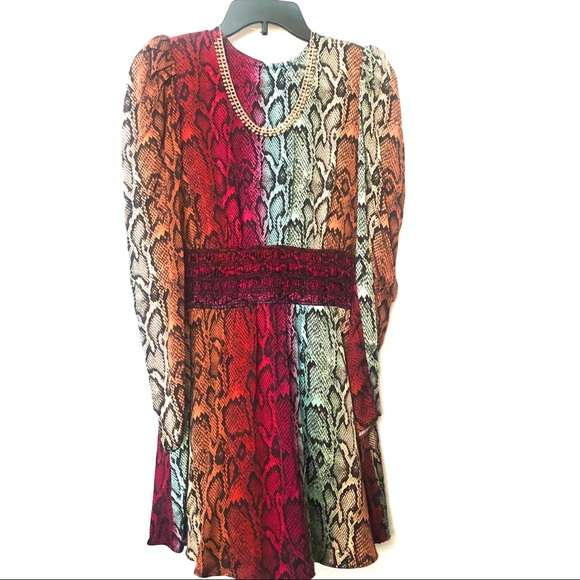 NWT AFRM Violaine Smocked Snake Print Mini Dress - Picture 5 of 15